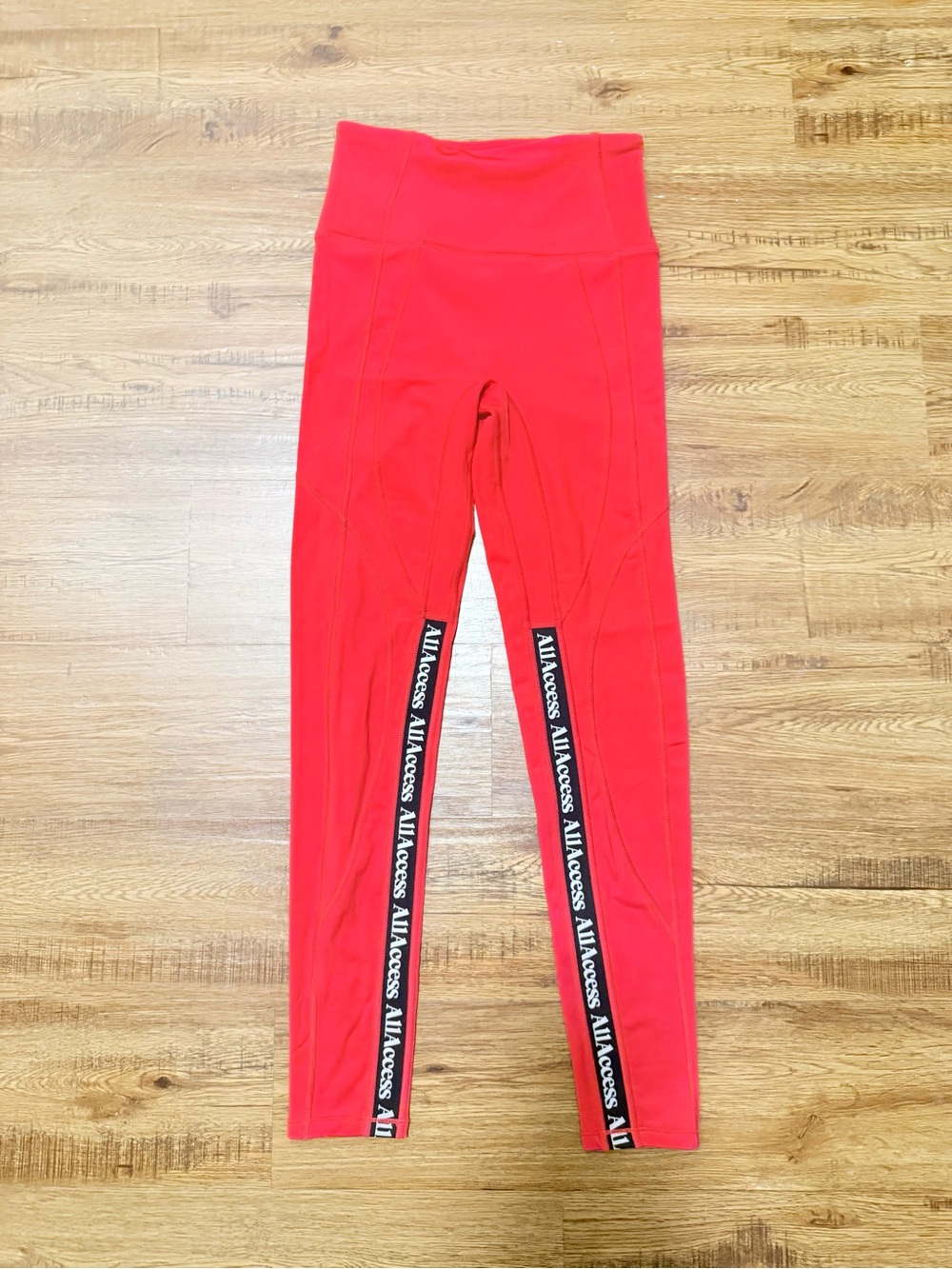 ALL ACCESS Bright Red High-Waist Leggings with Logo Side Tape